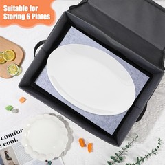 3 PCS Platter Storage Case Stackable Hard Shell 17x13x6in 15 Dividers Gray