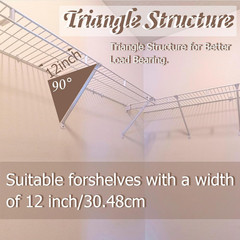 Wire Shelf Brackets 6 Pack 12in Shelving Support Heavy Duty Steel Closet Rack
