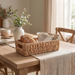 Natural Water Hyacinth Storage Baskets, Set of 2, Hand-Woven Farmhouse Style