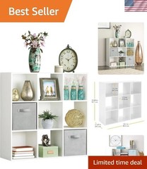 Elegant 9 Cube Storage Organizer – Stackable MDF Bookshelf in White Finish