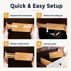 Adjustable Bamboo Drawer Dividers 6 Pack – 4.65” High Organizers for Clothing &