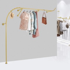 Gold Metal Hanging Clothes Rail, Heavy Duty Wall-mounted Garment Rack, 98.4*63in