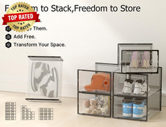 X-Large Shoe Storage Boxes Organizers Clear Plastic Stackable 12 Pack, Shoe Rack