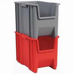 Akro-Mils 13014Grey Hang & Stack Storage Bin, Plastic, 10 7/8 In W, 12 1/2 In