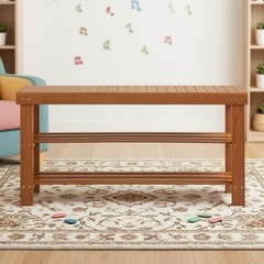 3-Tier Bamboo Shoe Rack Bench – Entryway Mudroom Wooden Storage Shelf Walnut