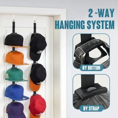 2Pack Hat Organizer for Baseball Caps Hat Rack for Wall with Display Hooks -…