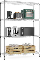 Heavy-Duty 4-Tier Metal Wire Rack with Wheels for Garage & Kitchen Storage