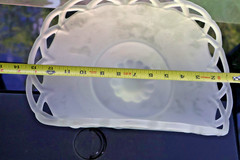 Vintage Pedestal Glaze Glass Magazine Basket 13 1/2 x 9 x 8″ Magazine Rack