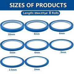 8pcs Blue Pinstripe Tape Masking Tape for DIY Nail Arts Drawing Pattern Makin…