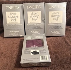 4 Oneida Silver Storage Zip Bags Tarnish Proof Silver Keeper 3 Sizes READ