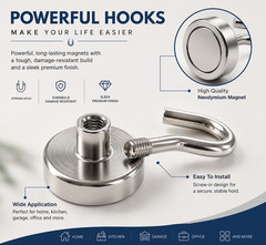 Magnetic Hooks 12 Pack Heavy Duty Swivel Fixed Silver Kitchen Garage Cruise