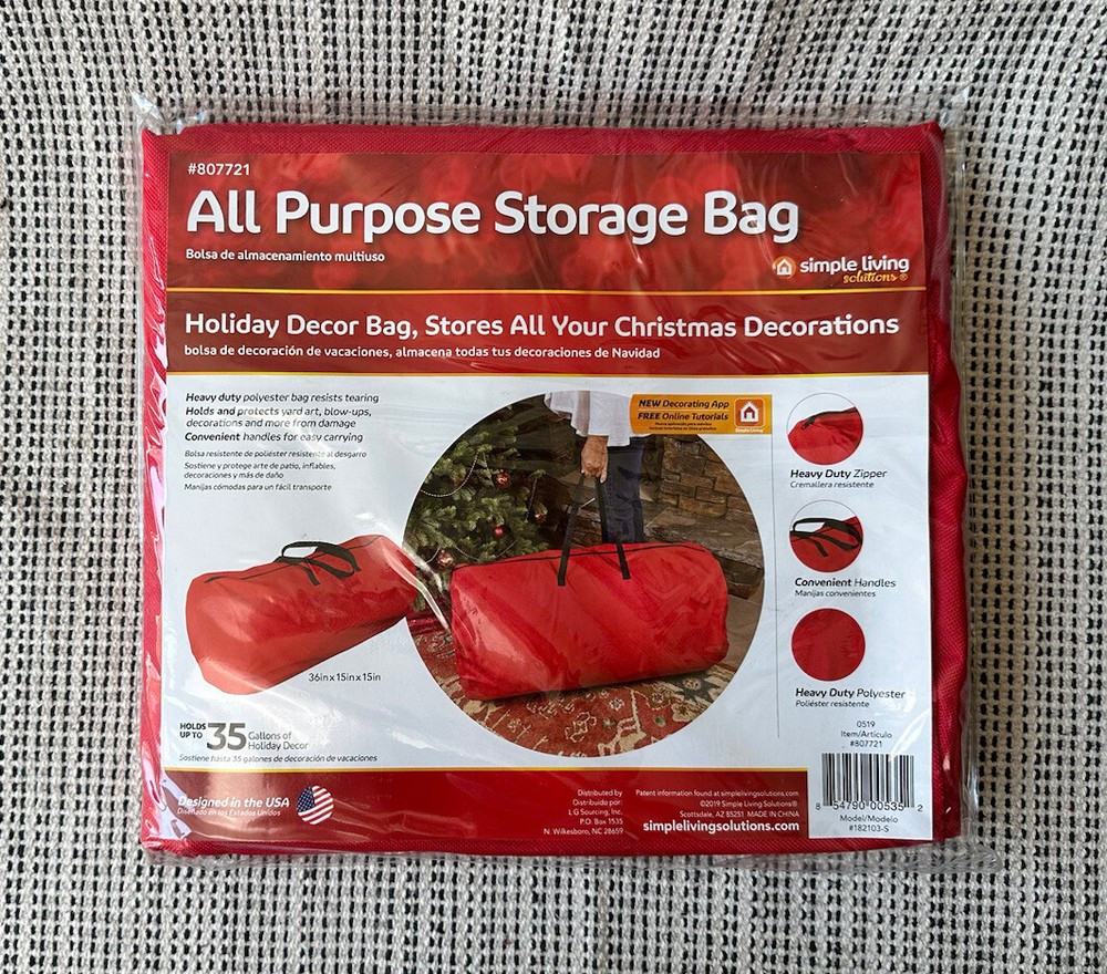 NEW Simple Living Solutions All Purpose Storage Bag For Holiday Decor Red 35gal