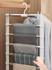 1 pc Multi-Layer Pants Hanger Space-Saving Non-Slip Wardrobe Organizer