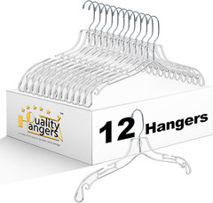 Quality Clear Hangers 12 Pack – Crystal Hangers for Clothes – Durable Plastic Ha