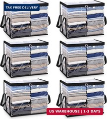 Eccliy 6 Pack Clear Plastic Storage Bag with Hinged Lid 14.96 x 12.6 x 9.45 Inch