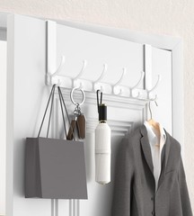 KitchLife Over The Door Hooks Fits 1 3/8″ Doors with 7″ Arms, Glossy White