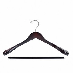 Luxury Wide Shoulder Wooden Hangers 18 Pack with Velvet Bar Smooth Mahogany F…