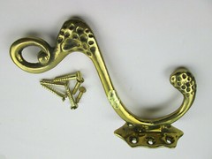 Contemporary Polished Brass Hat Hanger and Coat Hook Wall Mount with Screws