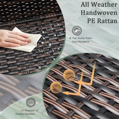 27GAL Patio Wicker Rattan Brown Table Garden Square Container Storage Flip Cover
