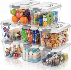 8 Pack 5.5 Quart Plastic Storage Bins with Lid and Handle, Clear Latch Storage B