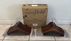 Casafield – 20 Natural Wooden Suit Hangers 17-3/4″ x 1/2″ x 9 inches,