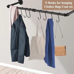 30 Pack Heavy Duty S Hooks Black Steel S Shaped Hooks for Hanging Large 3.5 inch