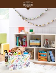 HUNRUNG Canvas Storage Basket Rectangle Organizer Bin for Toys Books
