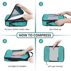 Compression Packing Cubes for Travel,5 Set of Packing Cubes for Blue/Green NEW