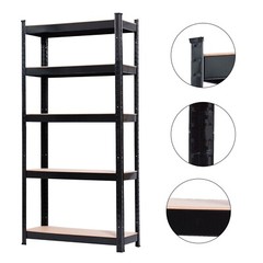 US 59in 5-Tiers Heavy Duty Metal Shelving Rack Unit Garage Storage Shelf Black