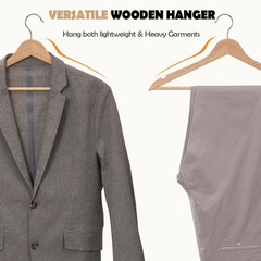 Natural Solid Wood Hangers 20 Pack with Smooth Finish and Swivel Hook