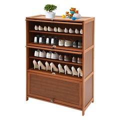 32In Entryway Bamboo Shoe Cabinet 7-Tier Storage w/ 3 Flip-Up Doors