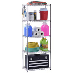 5-Tier Wire Metal Chrome Garage Storage Shelving Unit (24 In. W X 59 In. H X 14