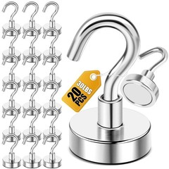 DIYMAG Magnetic Hooks, 30lbs+Magnet Hook 2026 Cruise Cabin Ship 20 Pack (Silver)
