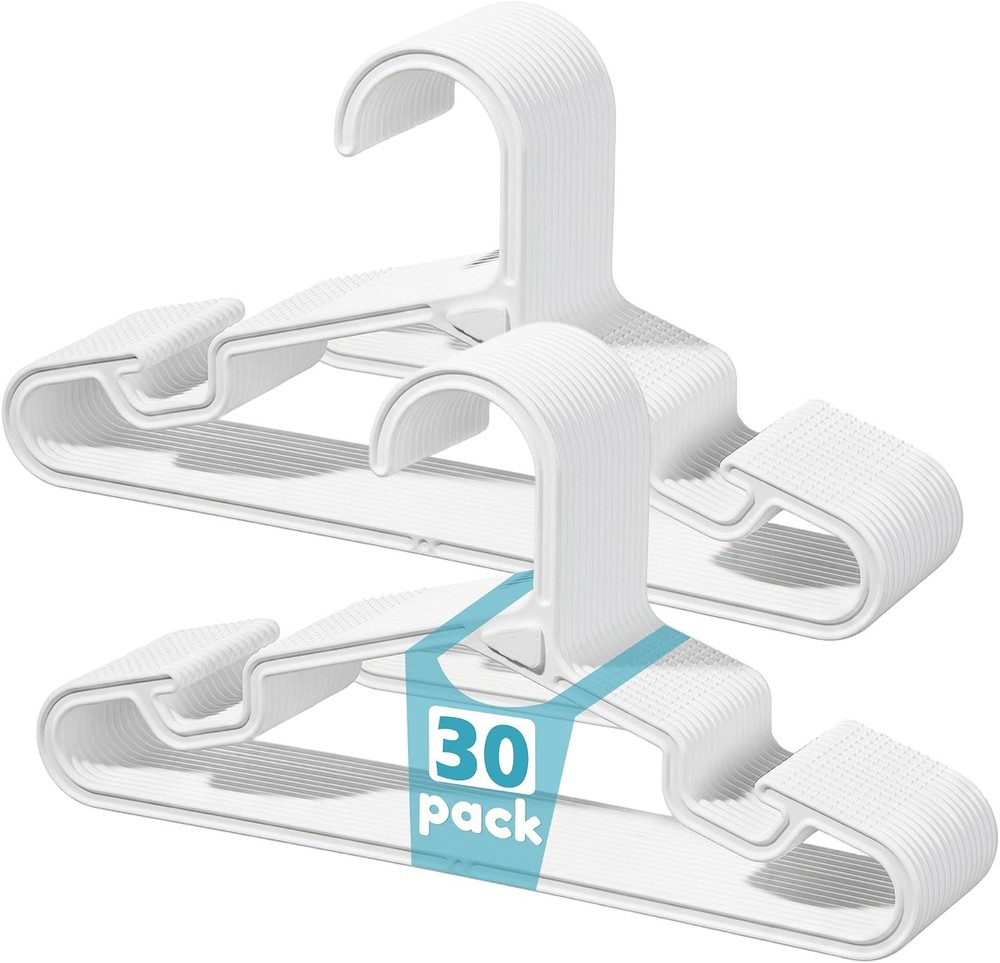 30 Pack Kids Hangers, 11 inches Baby Clothes Hangers for Closet, StackFit