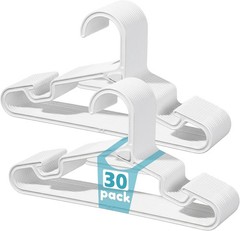 30 Pack Kids Hangers, 11 inches Baby Clothes Hangers for Closet, StackFit
