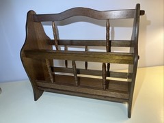 Vintage Solid Oak Wooden Magazine Rack Newspaper Holder Spindle Farmhouse Decor