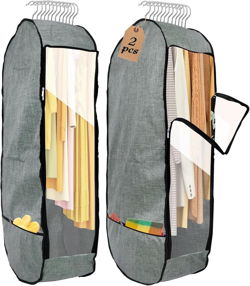 2PCS 50”Garment Bags for Hanging Clothes, Large Breathable Garment Bag for Close
