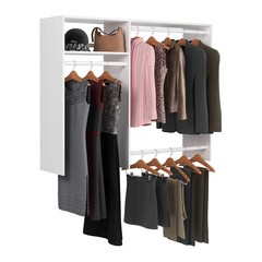 Easy Track Hanging Closet Kit Wardrobe Storage Clothing Organizer Rack, White