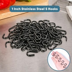 Dpyrrhic 100PCS 1 Inch S Hooks, Mini Stainless Steel Black S 1 Inch,