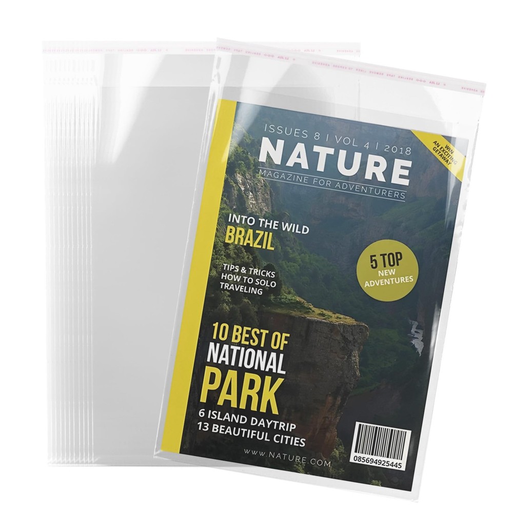Klmnop 200Pcs Magazine Protection, Clear Plastic Magazine Sleeves 9.25 x 11.4…