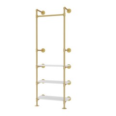 Heavy Duty Industrial Pipe Clothes Rack Gold Open Wardrobe Showroom Garment Rack