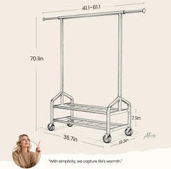 Heavy Duty Clothes Rack, Rolling Clothing Rack Load 650 LBS for Hanging Clothes