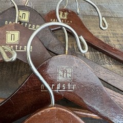 Nordstrom Wooden Hangers Lot of Six(6) Mahogany Cherry High Gloss Suits Jackets