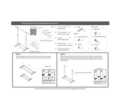 Mainstays Adjustable Metal Rolling Garment Clothes Rack, Chrome & White……