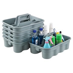 6PCS Commercial Large Plastic Cleaning Caddy W/ Handle Tool Supply Organizer