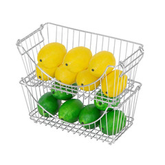 Stacking Baskets with Handles – Set of 2 Medium 12.5 X 5.5 Inch – Chrome