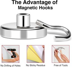 Professional Grade 170Lbs Magnetic Hooks – Rust-Resistant & Heavy Duty, 4 Pack