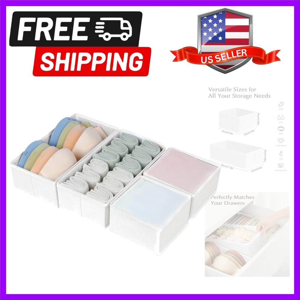 Drawer Organizers – Set of 4 Fabric Closet Organizers and Storage, Drawer Div…