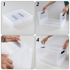 Idotry 4-Tire Clear Plastic Stackable Storage Bins Foldable Closet Organizer Box