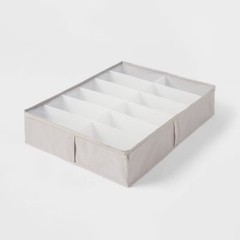 Underbed Fabric Shoe Storage Gray: Polyester, Dividers, 12-Pair, Spot Clean